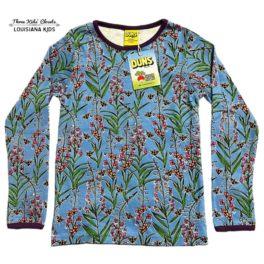 New Duns Sweden Sz 116 (6y) Willowherb Floral & Bees Shirt
